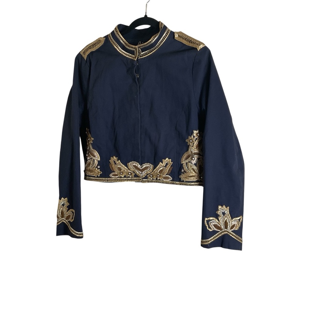 Embroidered Navy Blue Utility Jacket - Picture 2 of 15